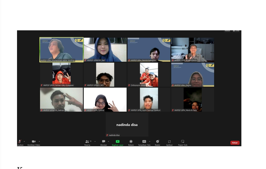 •	Studi Banding Eksternal HMTGF UPN “Veteran” Yogyakarta x HMTGF "ORTHONORM" Universitas Pertamina
